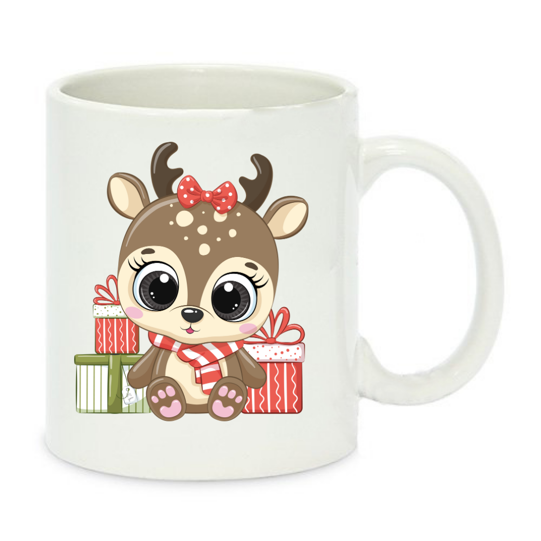 Чашка с принтом Новогодний олененок 330 мл Белый (001200)
