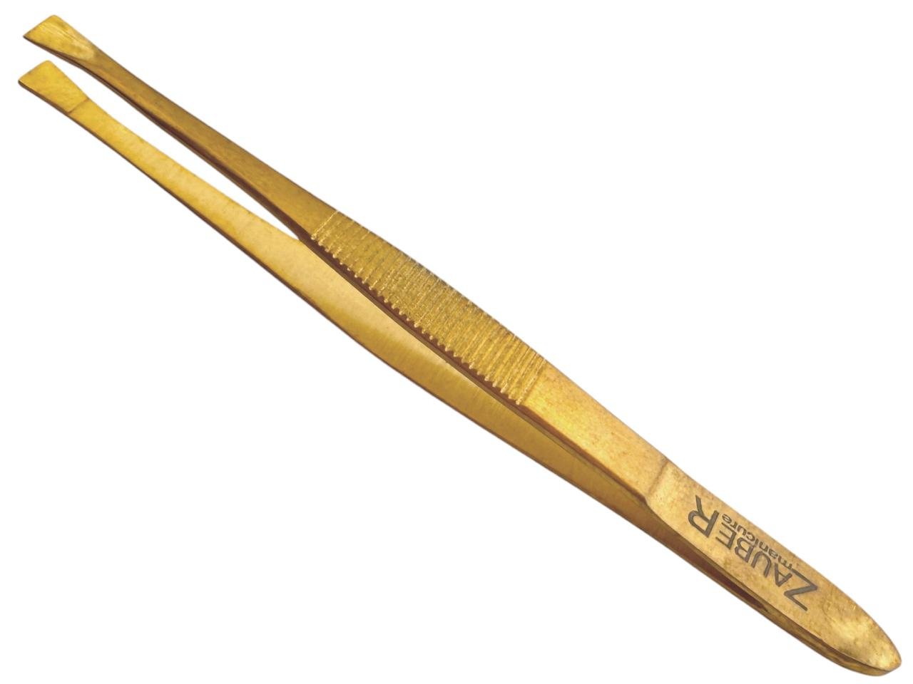 Пінцет для брів прямий Zauber-manicure T-373 Золотий (27735331)