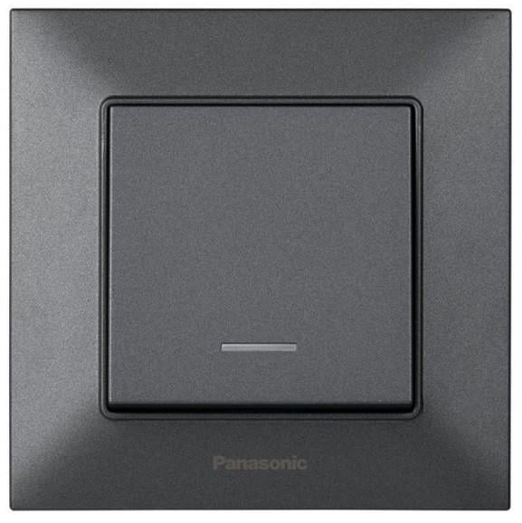 Выключатель Panasonic Arkedia Slim 1-кл с подсветкой Дымчатый (15595-е)