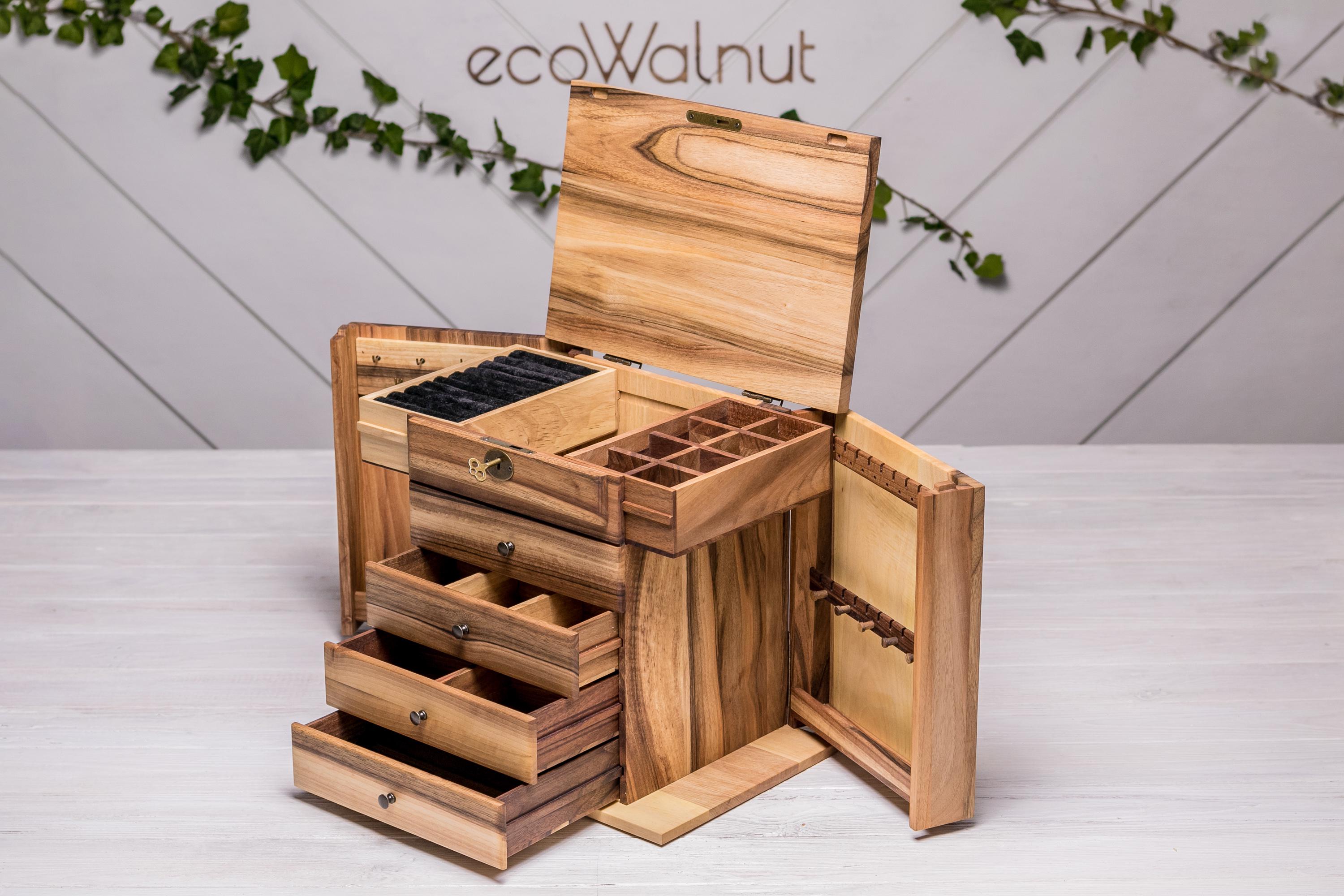 Органайзер EcoWalnut с персональным гравированием деревянный для украшений с крышкой (EB-12.1) - фото 14