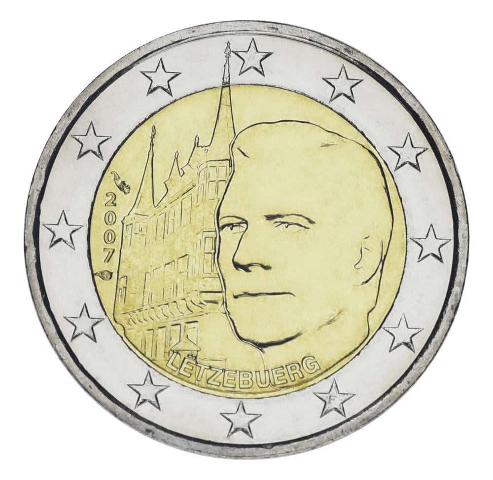 Коллекционная монета Люксембург 2 евро 2007 Дворец великих герцогов UNC (KM#95)