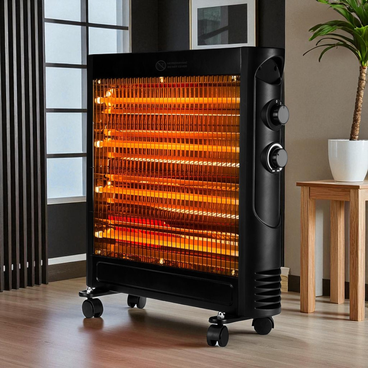 Обогреватель инфракрасный кварцевый напольный 1200 Вт с 4 кварцевыми трубками 1,2 кВт Черный (90-1111) - фото 5 Обогреватель инфракрасный кварцевый напольный 1200 Вт с 4 кварцевыми трубками 1,2 кВт Черный (90-1111) - фото 5