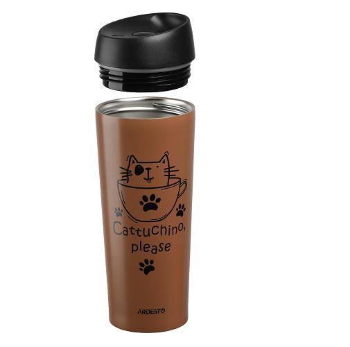 Термокухоль Ardesto AR2645DMM Coffee Time Cat 450 мл Мокко - фото 2 Термокухоль Ardesto AR2645DMM Coffee Time Cat 450 мл Мокко - фото 2
