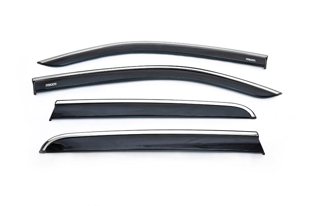Ветровики с хромом Niken для Volkswagen Amarok 2010-2022 гг. поликарбонат Черный