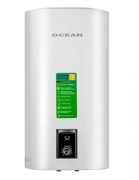 Бойлер Ocean FLAT 80 л 2,0 кВт эмалированный бак сухой ТЭН