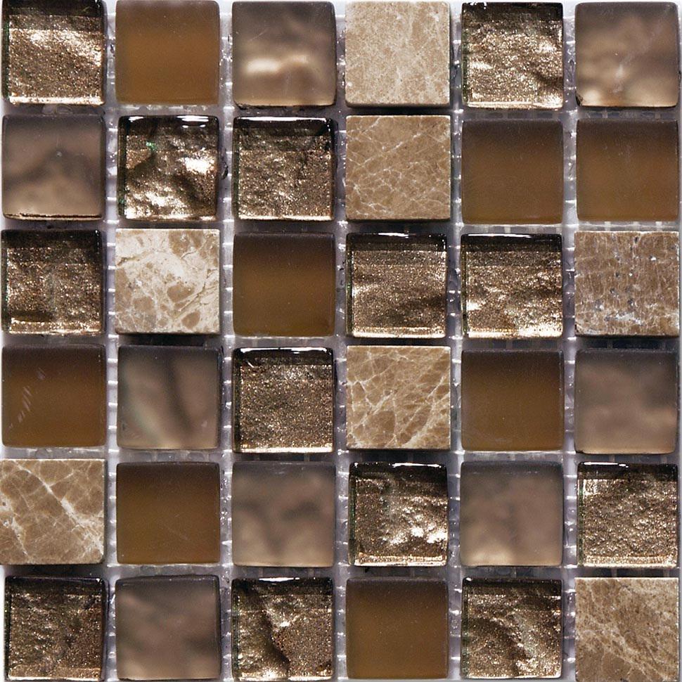 Мозаика MOZAICO DE LUX S-MOS CLHT04 ST+GL BROWN PEARL