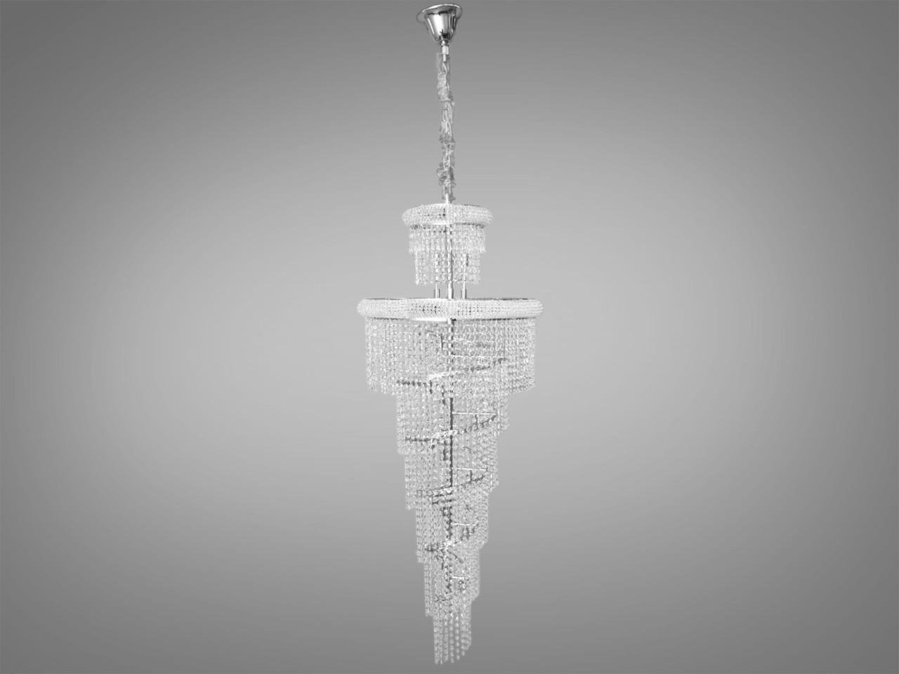 Люстра хрустальная в холл FH-28908-600X1500HR-LS на 33 лампы Хром (1904001176) - фото 2 Люстра хрустальная в холл FH-28908-600X1500HR-LS на 33 лампы Хром (1904001176) - фото 2