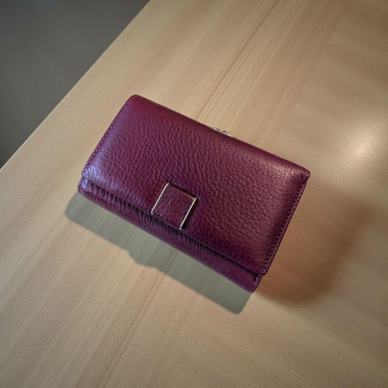 Кошелек женский кожаный на кнопке с застежкой для монет Ivorx Бордовый (M-410-055)