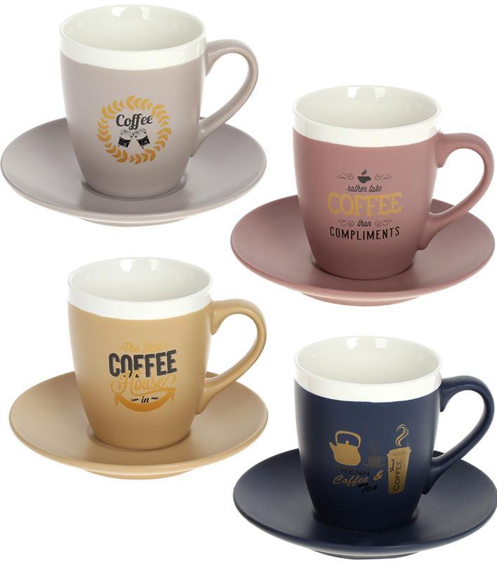 Кофейный фарфоровый набор Always Good 4 шт. 240 мл с блюдцами (BD-905-219)