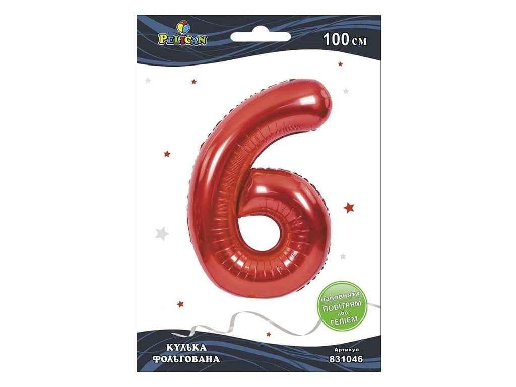 Цифра фольгированная PElican 6 100 см Красный (831046)
