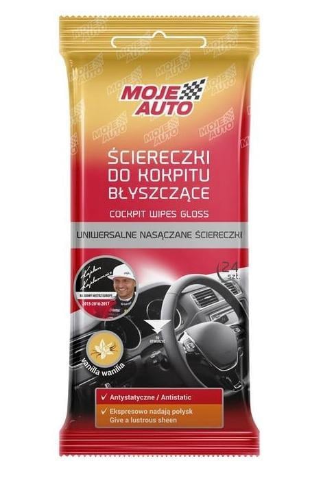 Вологі серветки Moje AUTO для чищення панелі приладів блискучі 24 шт. (19-056)