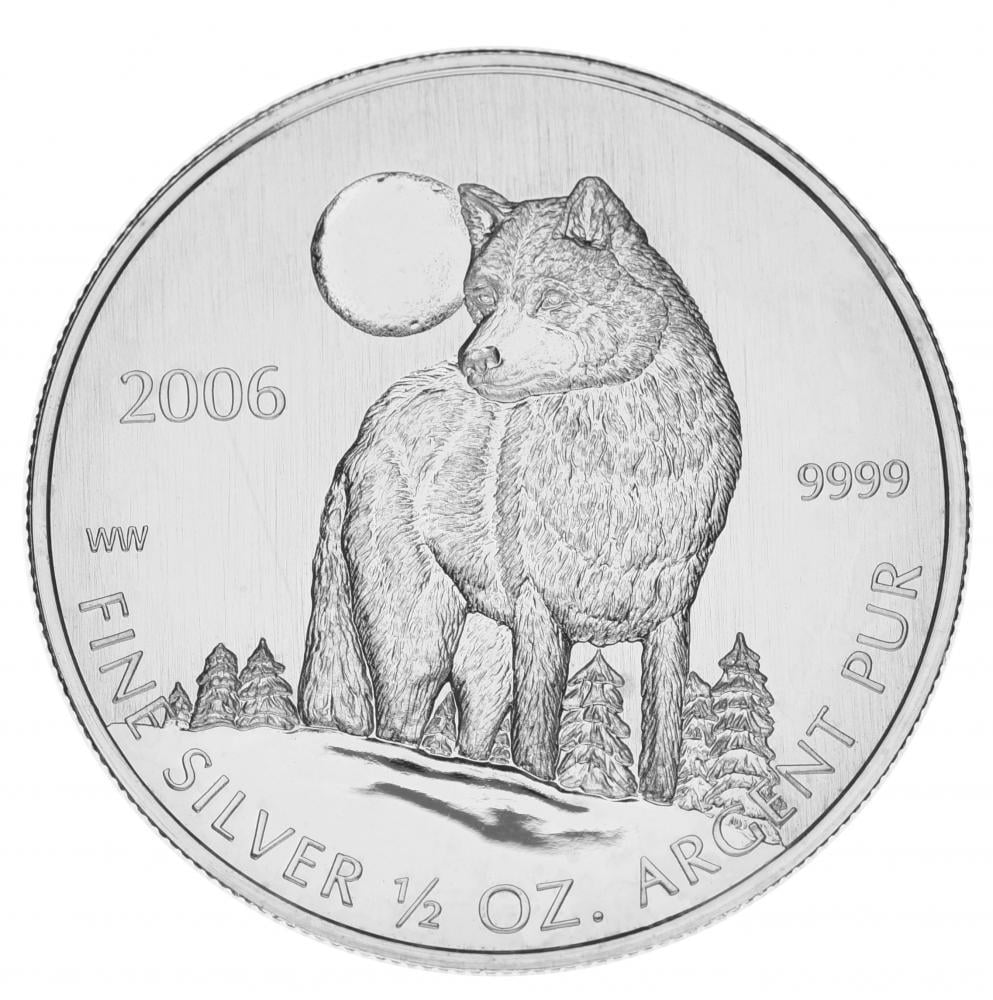 Колекційна монета Канада 1 долар 2006 Срібло UNC Вовк (15390438)