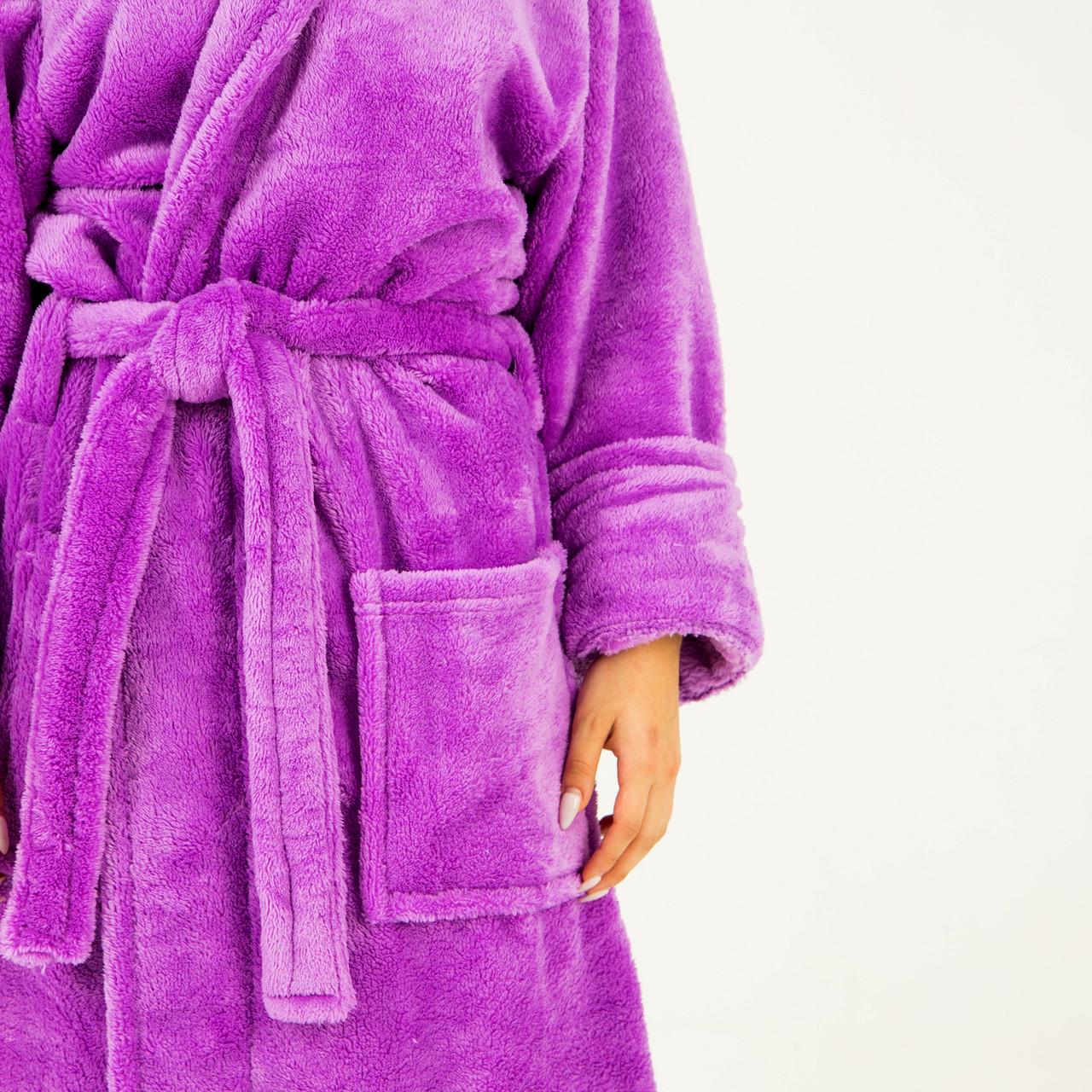 Халат женский на запах с капюшоном махровый 2 кармана M Фиолетовый - фото 5 Халат женский на запах с капюшоном махровый 2 кармана M Фиолетовый - фото 5