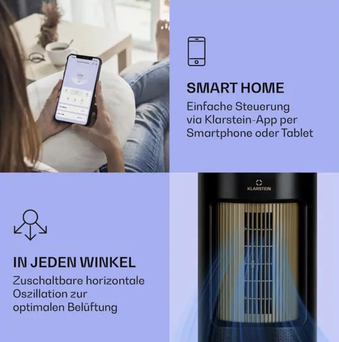 Охолоджувач-вентилятор Klarstein IceWind Plus 4в1 повітроохолоджувач коливальний пульт дистанційного керування 330 м3/год - фото 3 Охолоджувач-вентилятор Klarstein IceWind Plus 4в1 повітроохолоджувач коливальний пульт дистанційного керування 330 м3/год - фото 3