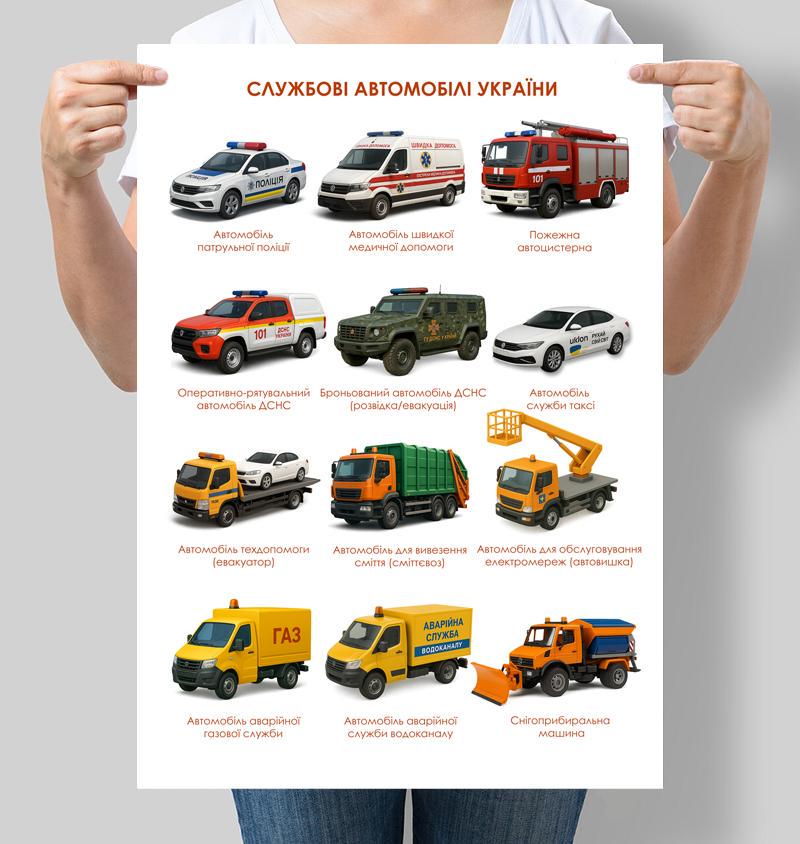 Постер Служебные автомобили Украины 30x42 см A3 без рамки (D216_A3) Постер Служебные автомобили Украины 30x42 см A3 без рамки (D216_A3)