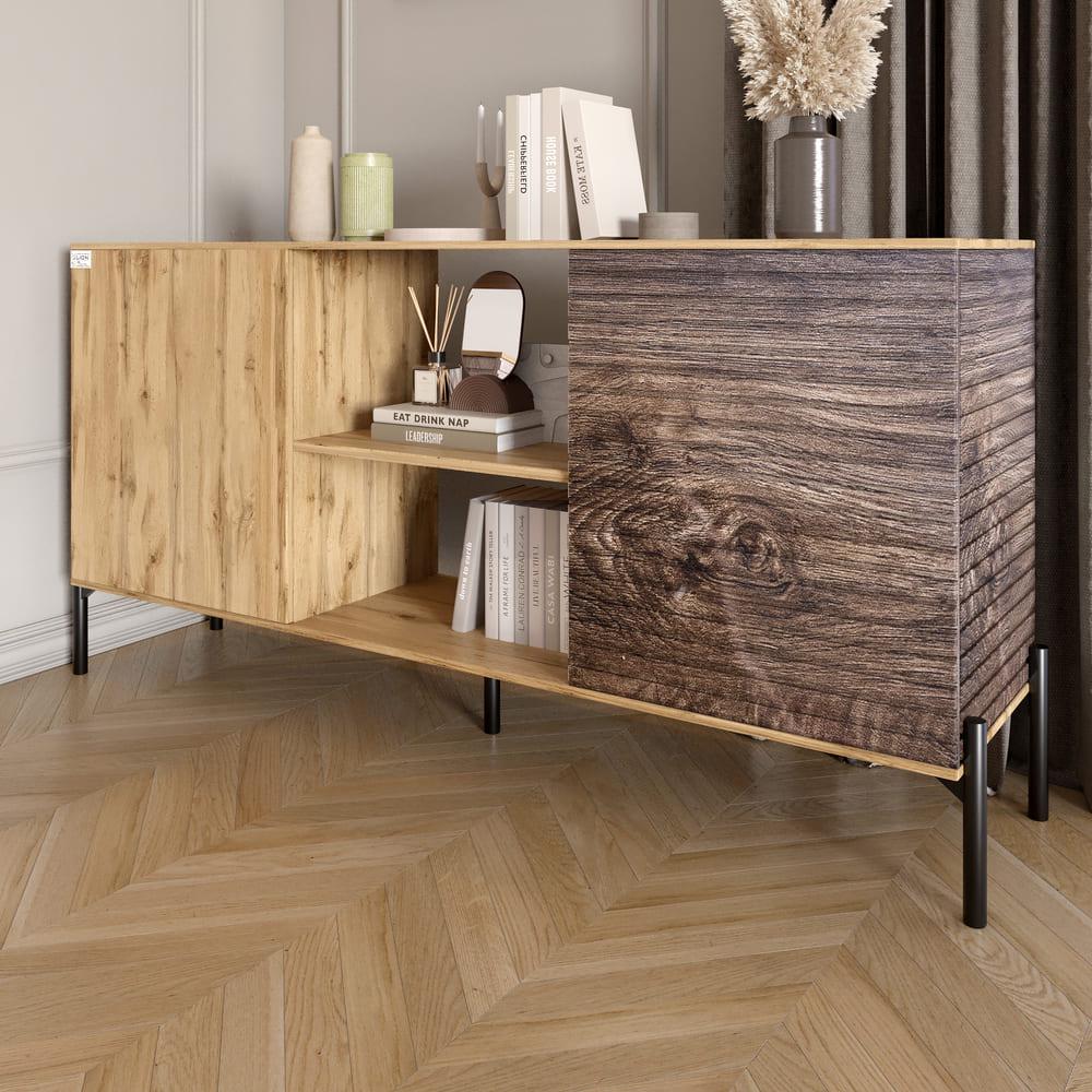 Комод открытый Lion Грей на черных металлических ножках Дуб Аппалачи/Дерево (000-000-2167) - фото 1 Комод открытый Lion Грей на черных металлических ножках Дуб Аппалачи/Дерево (000-000-2167) - фото 1