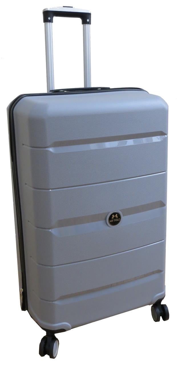 Чемодан большой My Polo70c05 пластиковый из полипропилена на колесах 93 л Серый