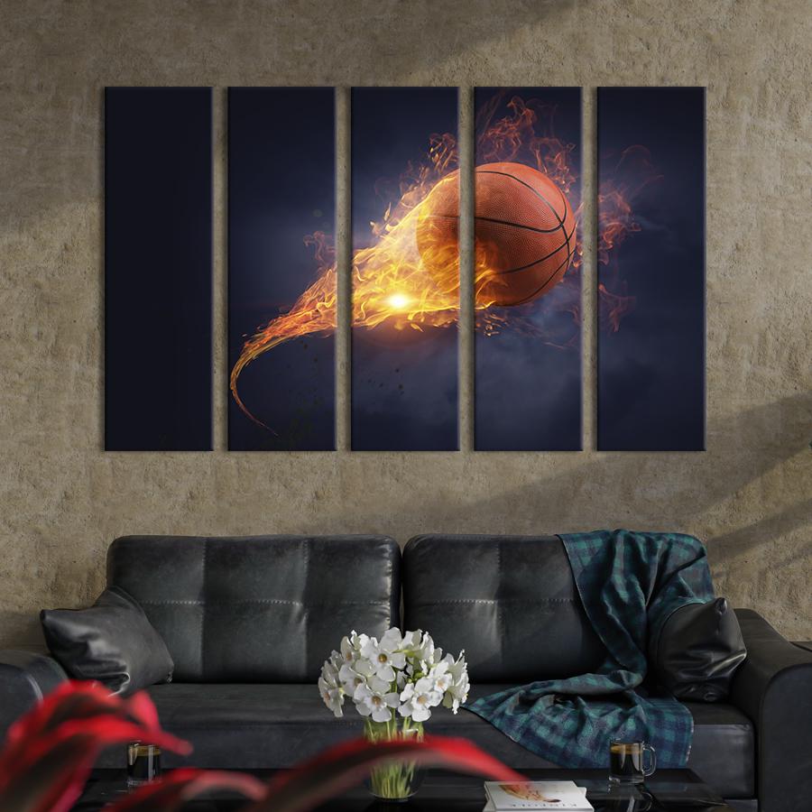 Модульная картина из 5 частей Красивый баскетбольный мяч 87x50 см (492-51)
