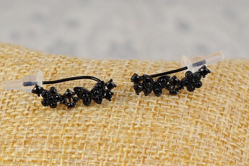 Серьги каффы Xuping Jewelry Бабочка с цветочками с покрытием блэк ган 2 см Черный