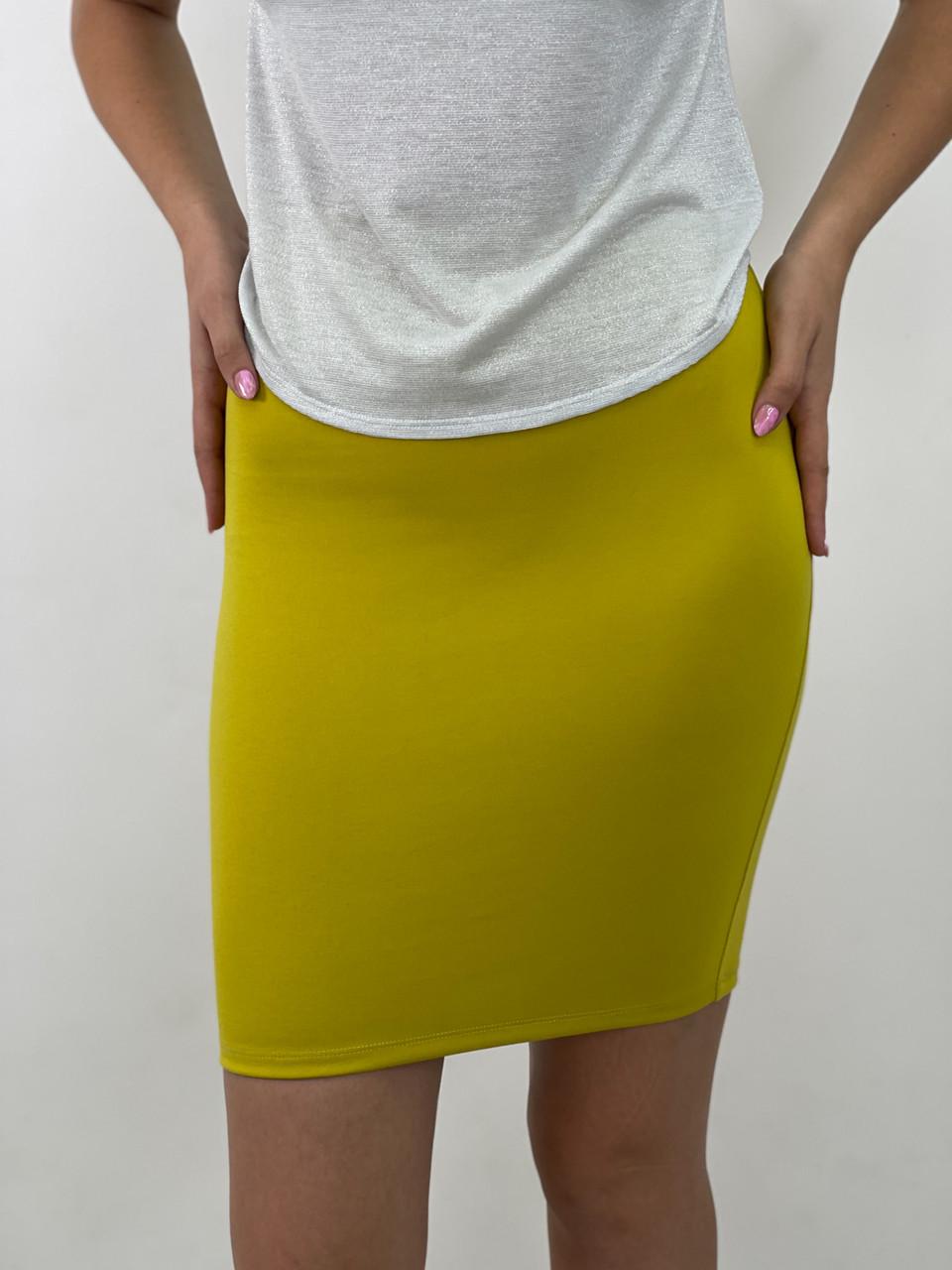 Спідниця олівець без розрізу 0048 XS Mustard - фото 3