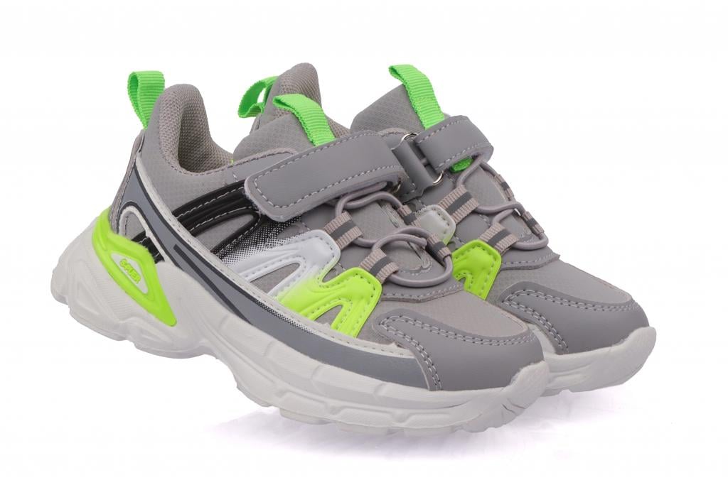 Кроссовки для мальчиков 90 р. 31 Серо-салатовый