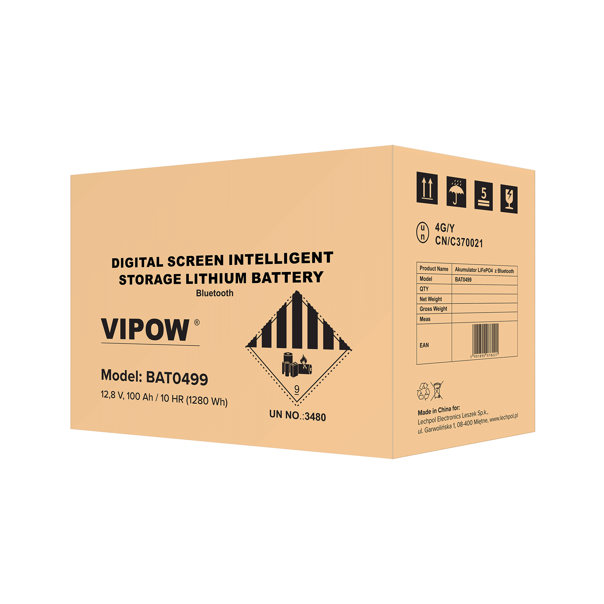 Акумулятор Vipow LiFePO4 12,8V 100Ah 100А BMS 1280Wh Bluetooth (51566) - фото 3