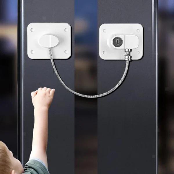 Замок-блокатор детский тросовый на двери окна с 2 ключами Белый (kb-21) - фото 2