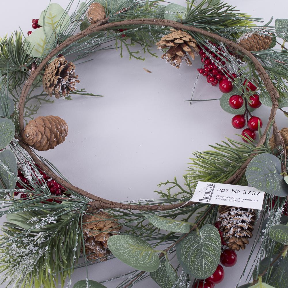 Вінок з ялини та евкаліпта 43 см (3737) - фото 3
