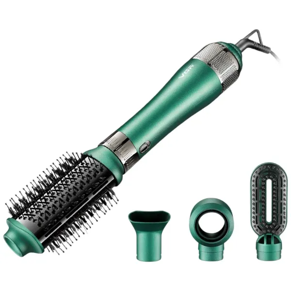 Фен-щетка для волос VGR V-493 4в1 с холодным обдувом и 4 насадки Зеленый (29878609)