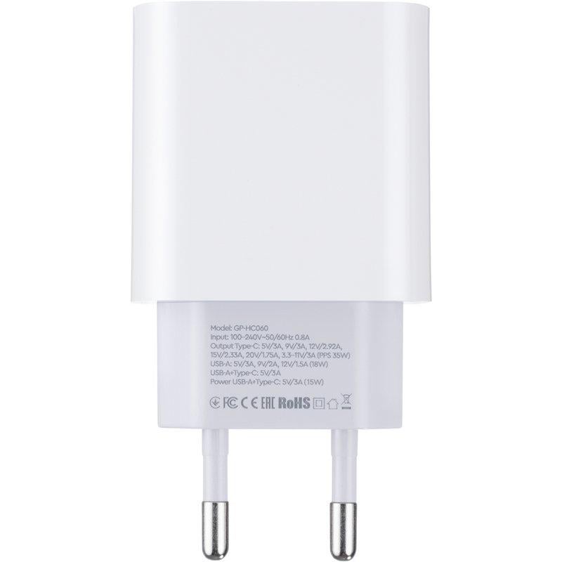 Зарядное устройство сетевое Gelius Merge GP-HC060 GAN USB+Type-C 35W QC/PD/PPS White (99403) - фото 3 Зарядное устройство сетевое Gelius Merge GP-HC060 GAN USB+Type-C 35W QC/PD/PPS White (99403) - фото 3