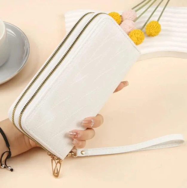 Кошелек женский из экокожи на молнии купюрник White (H856-1) Кошелек женский из экокожи на молнии купюрник White (H856-1)