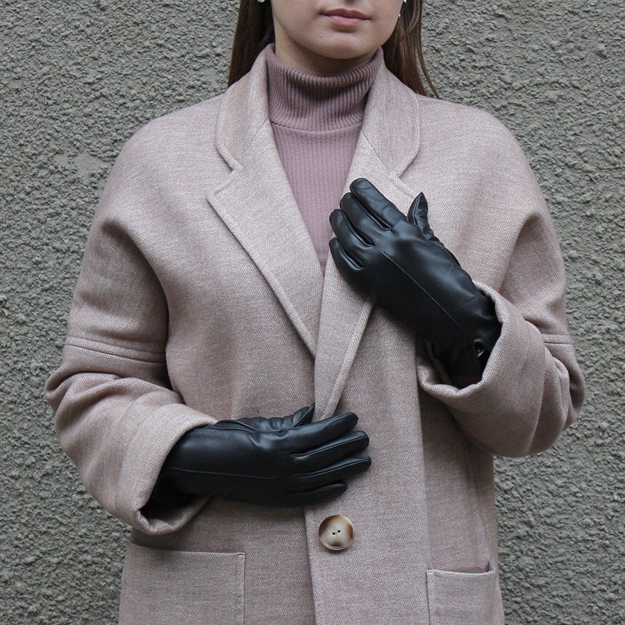 Рукавиці жіночі шкіряні LM3512-1 демісезонні класичні L/7,5"/19 см Чорний (2807160207) - фото 2