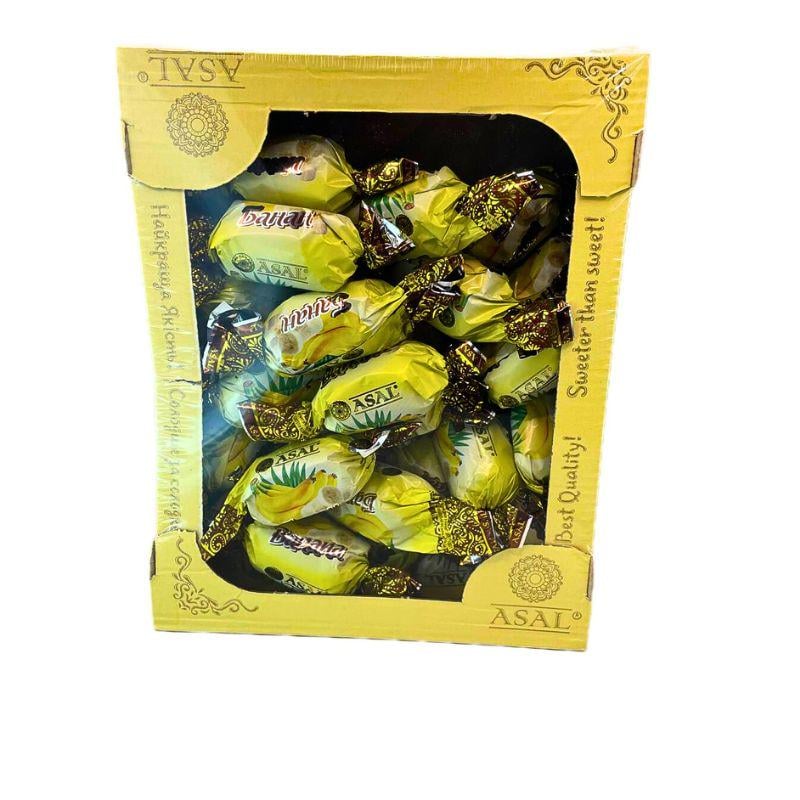 Конфеты Асал Банан в глазури с грецким орехом в коробке 1 кг (Asal-candies-Banana) Конфеты Асал Банан в глазури с грецким орехом в коробке 1 кг (Asal-candies-Banana)