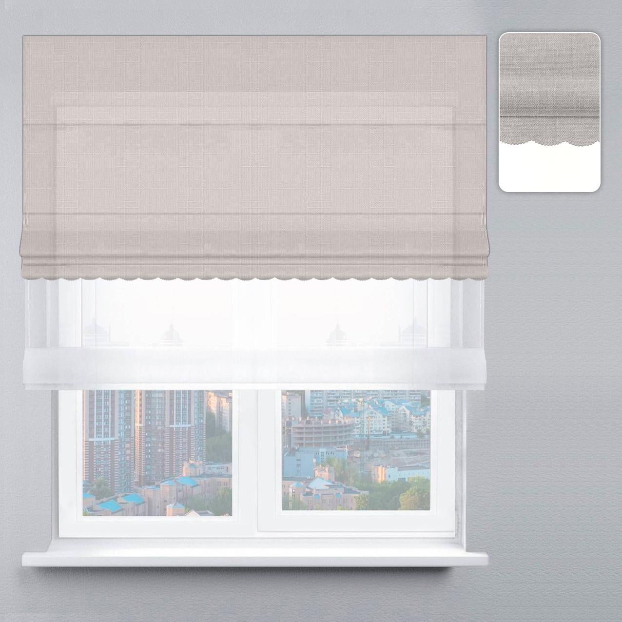 Римська штора велюр з ажуром 190х170 см Білий/Латте