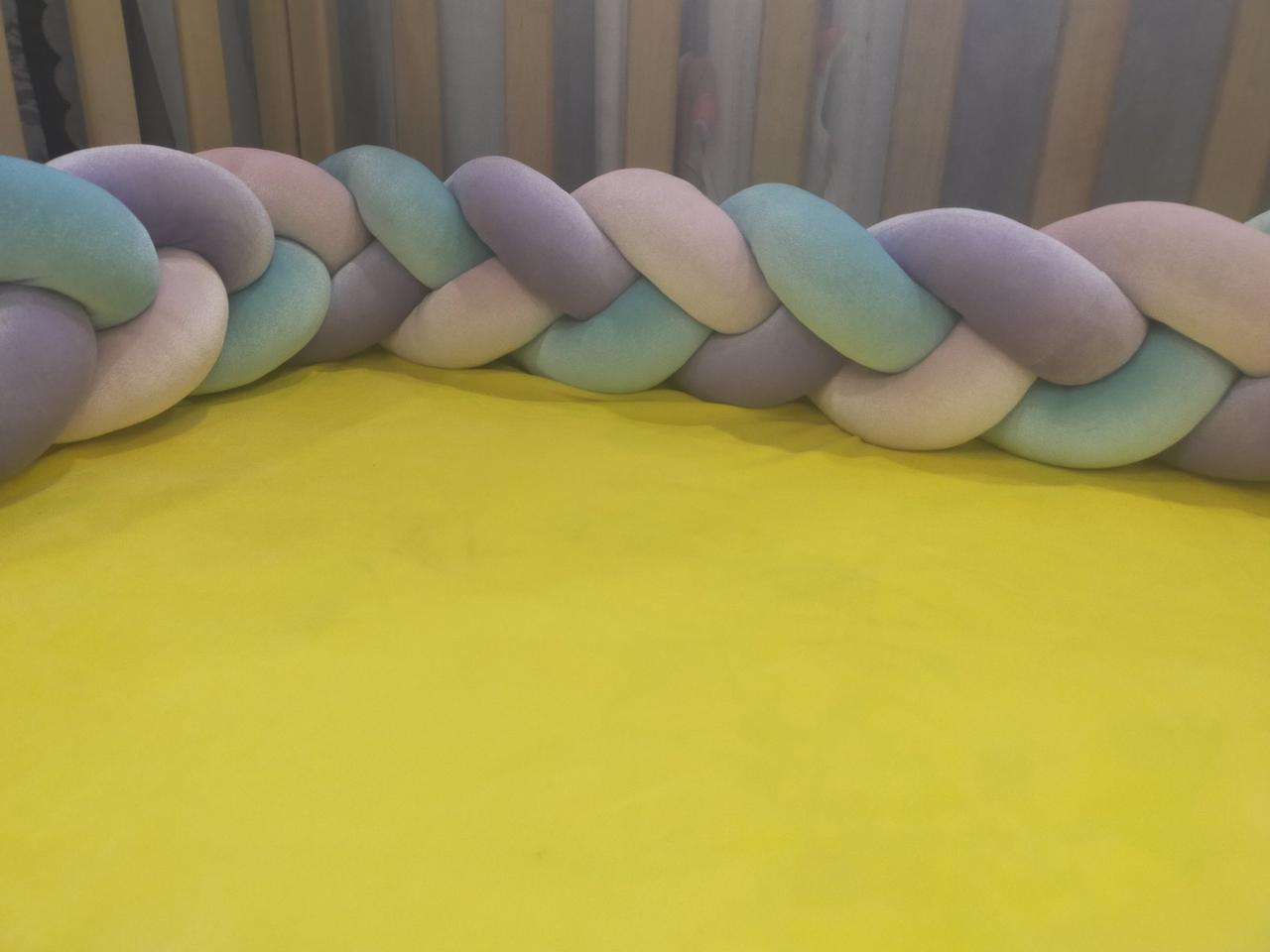 Бортик в ліжечко косичка трипрядна 120x18 см Блакитний/Рожевий (1518518016) - фото 2 Бортик в ліжечко косичка трипрядна 120x18 см Блакитний/Рожевий (1518518016) - фото 2