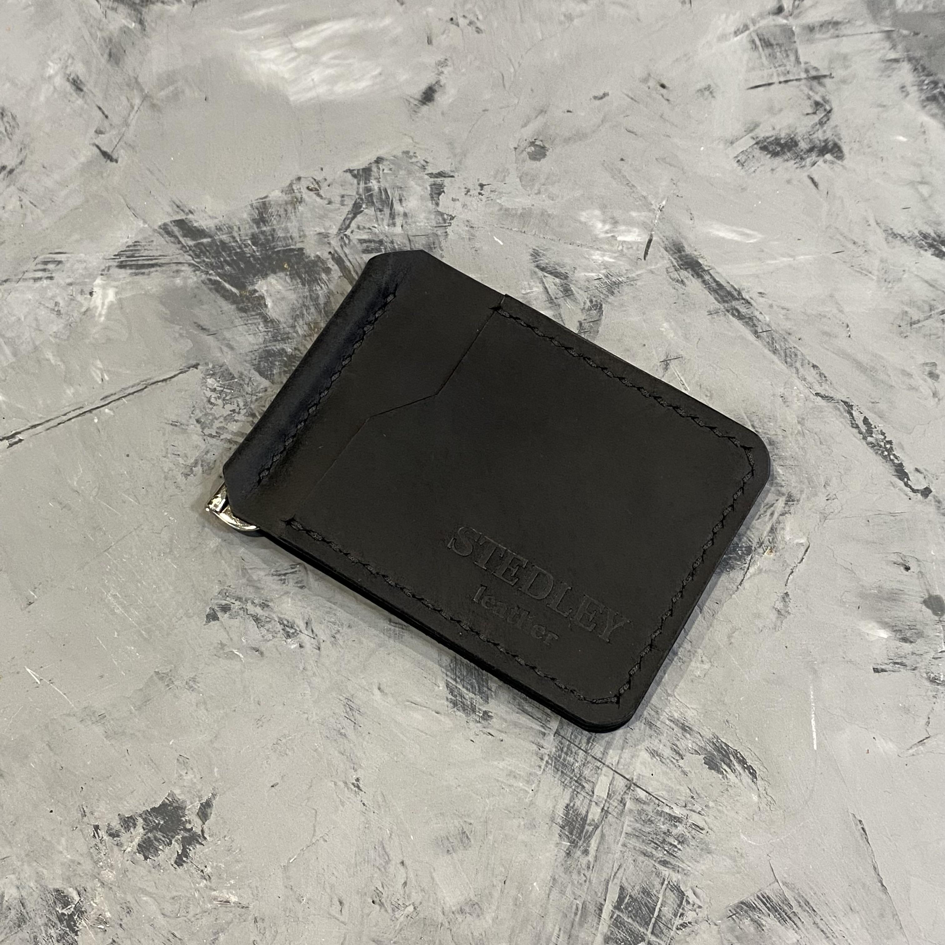 Зажим для денег Stedley Clip 1 кожаный Черный (2530619926)