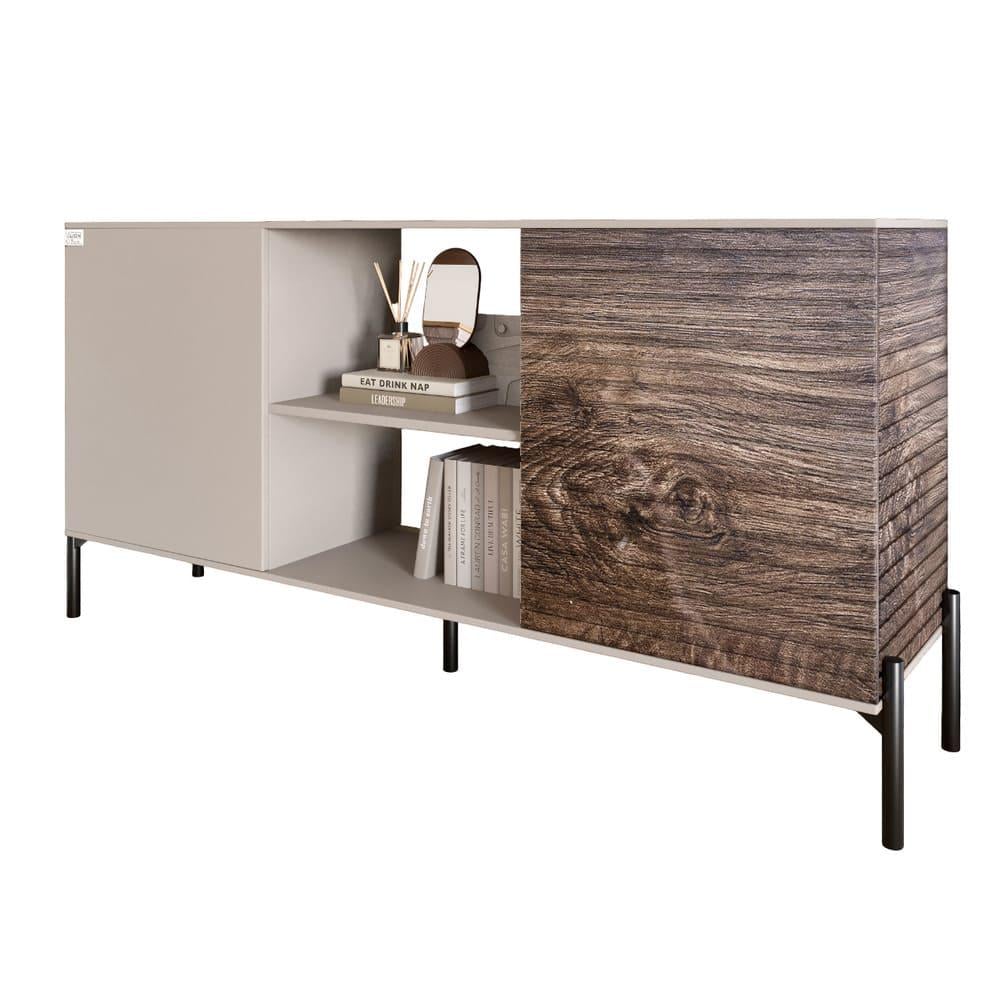 Комод открытый Lion Грей на черных металлических ножках Кашемир/Дерево (000-000-2172) - фото 2 Комод открытый Lion Грей на черных металлических ножках Кашемир/Дерево (000-000-2172) - фото 2