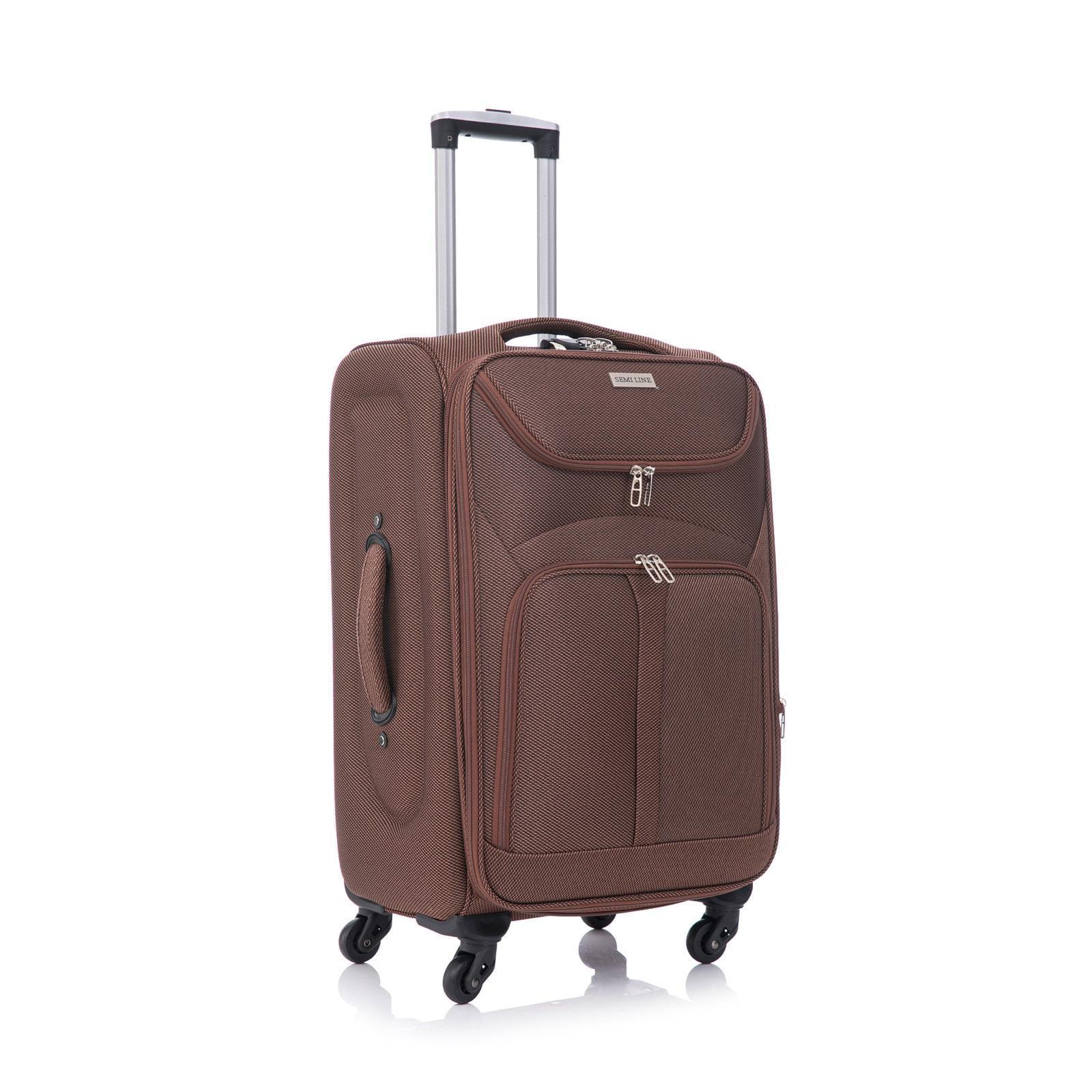 Чемодан SEMI LINE 28" T5960-3 99 л 109 л с расширителем полиэстер 600D 4 колеса кодовый замок телескопическая ручка каркас L Brown