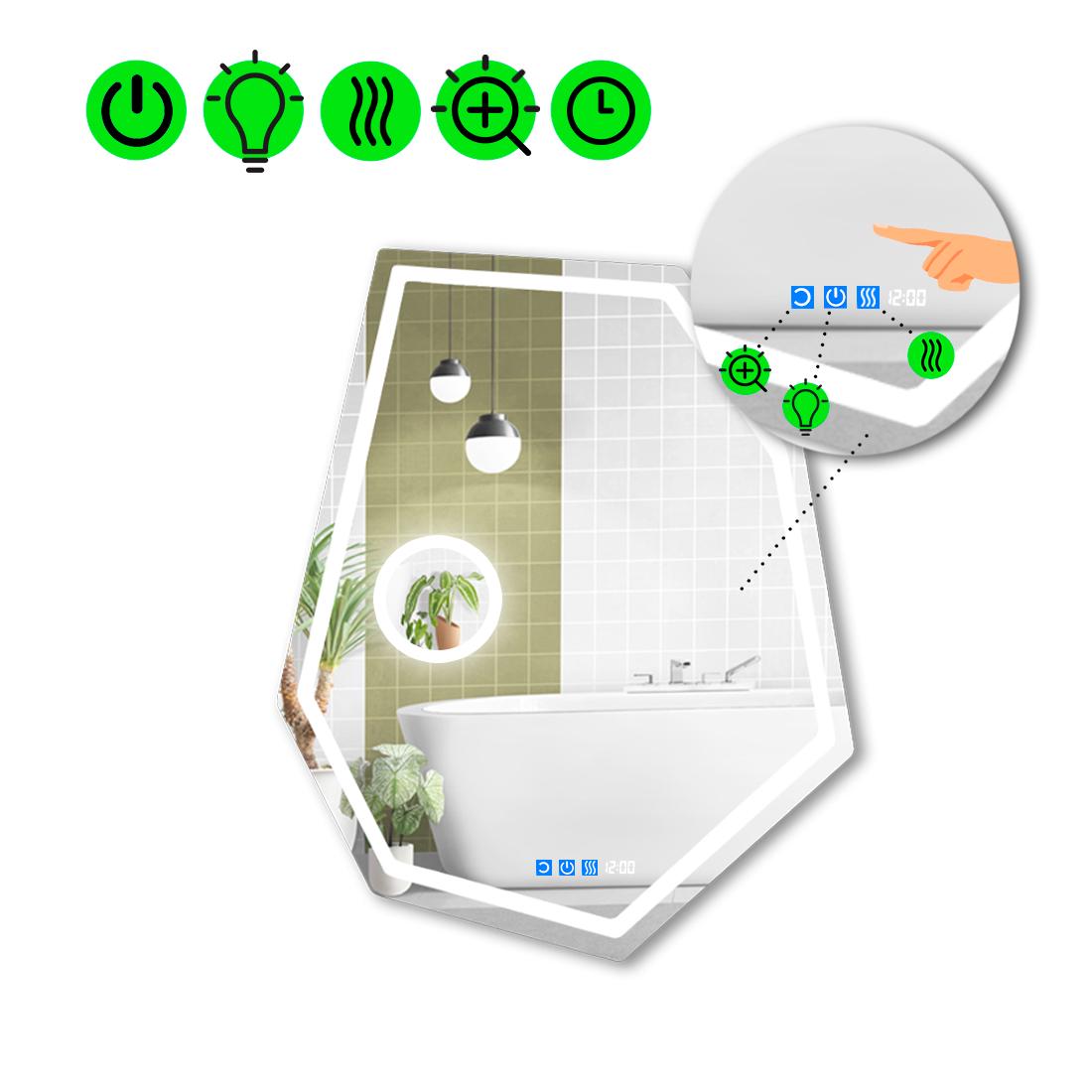 Дзеркало з LED підсвіткою Montagna 1 із трьома сенсорами 140x105 см