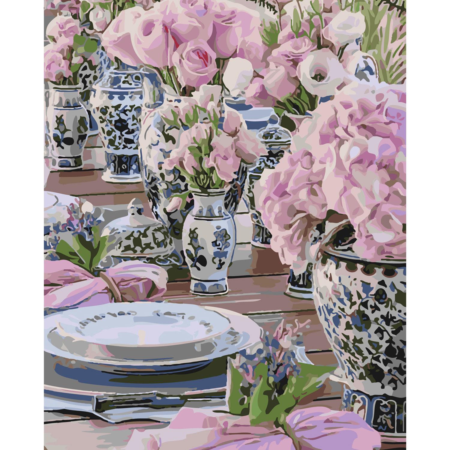 Картина за номерами Strateg Сервірування з квітами 40х50 см (SY6113)