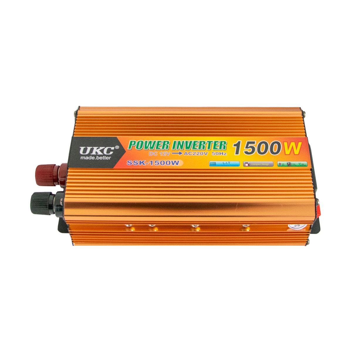 Інвертор-перетворювач UKC SSK-1500W DC12 V-AC220 V (1009825-Orange)