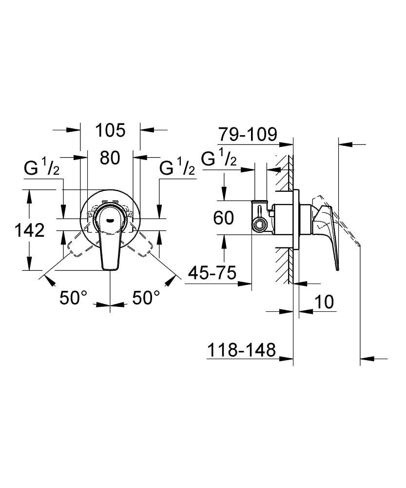 Змішувач для гігієнічного душу Grohe BauFlow прихований UA12164600 Хром (149809) - фото 3