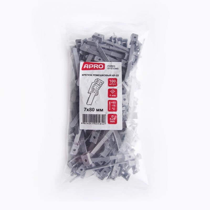 Кріплення ремінцеве Apro 7х80 мм 100 шт. Сірий (KR-22G) - фото 5 Кріплення ремінцеве Apro 7х80 мм 100 шт. Сірий (KR-22G) - фото 5