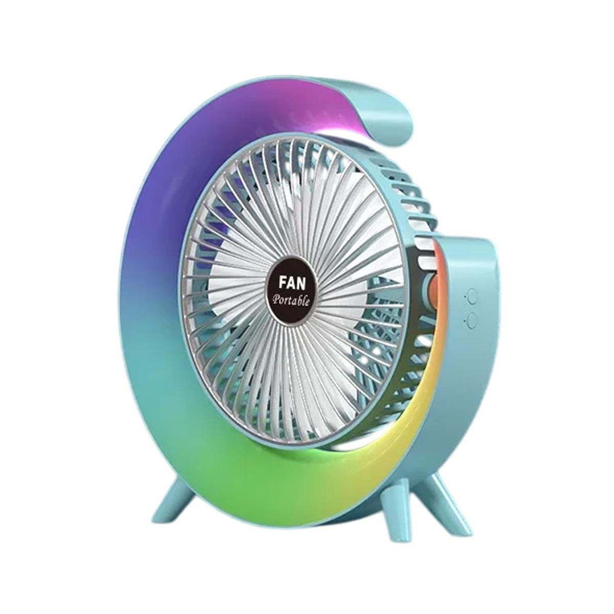 Вентилятор-лампа Colorful Desktop Fan F13 портативний настільний USB три швидкості акумулятор обертання 180° Blue (200312) Вентилятор-лампа Colorful Desktop Fan F13 портативний настільний USB три швидкості акумулятор обертання 180° Blue (200312)
