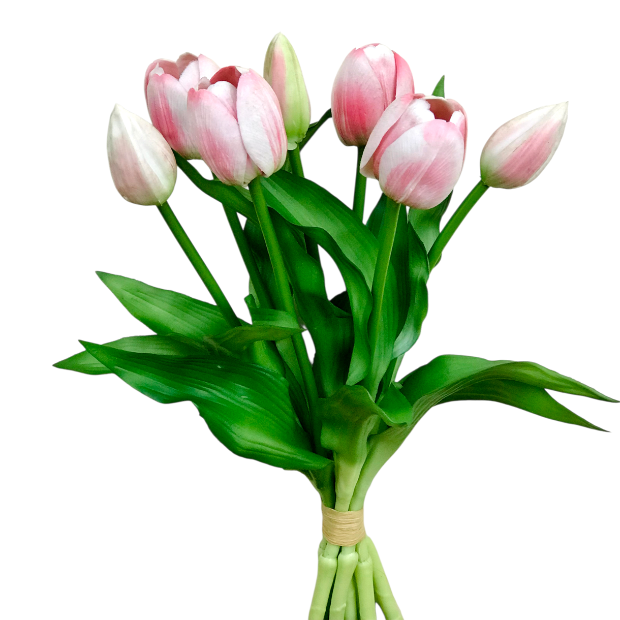 Искусственный карликовый тюльпан 7 голов 30 см латекс Розовый