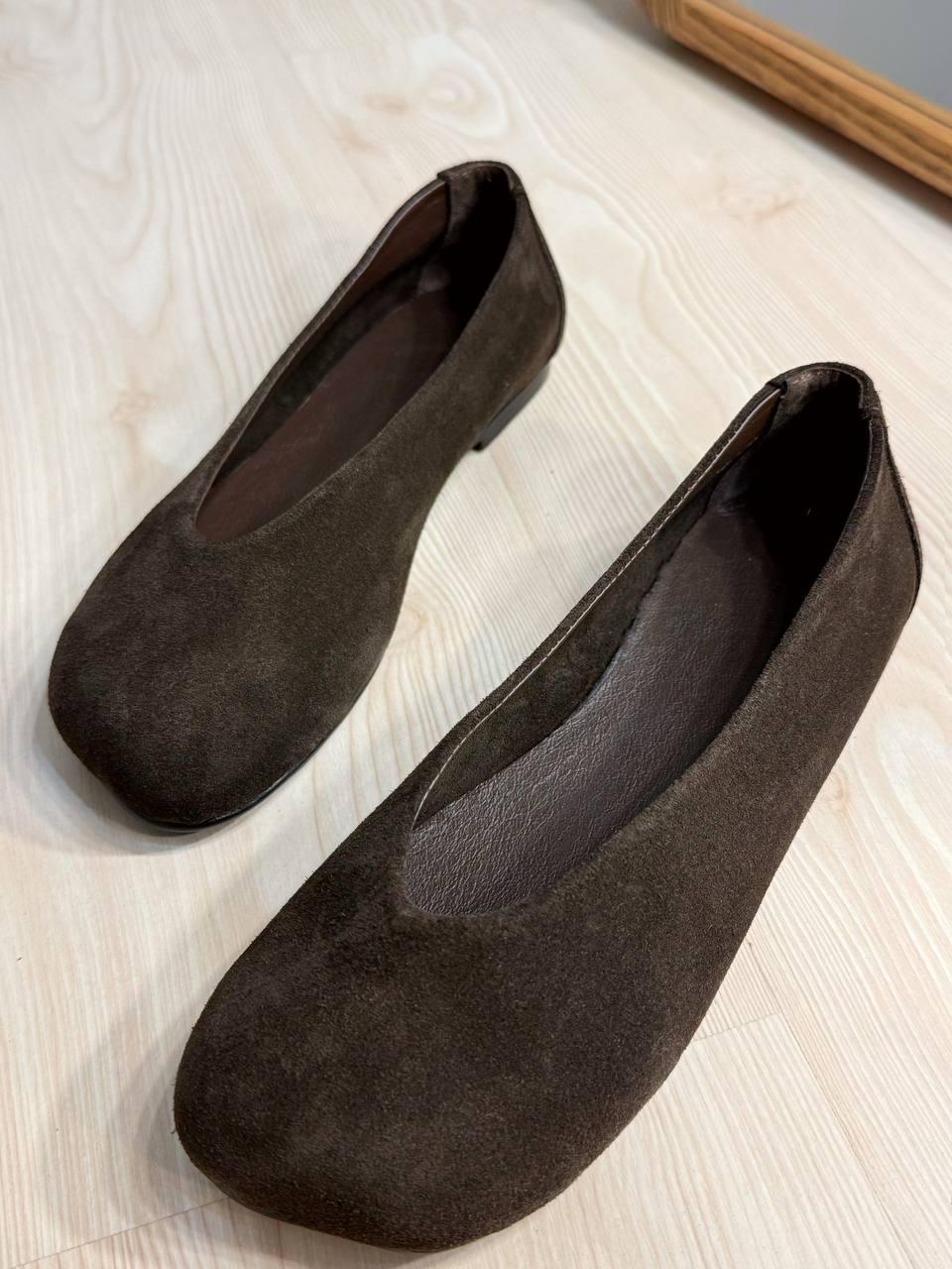 Балетки жіночі Zemira 23-0582 замшеві квадратний носок р. 38 Коричневий (7075)