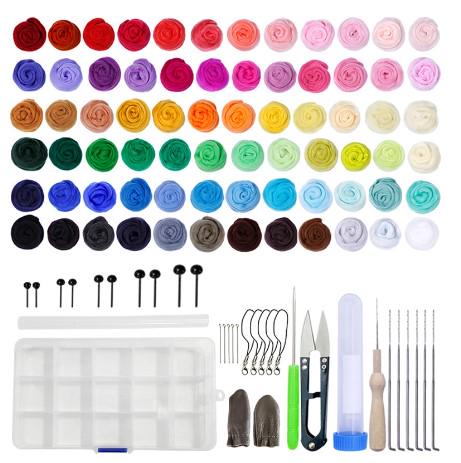 Набор шерсти для валяния с инструментами 72 цвета по 3 г (5625)