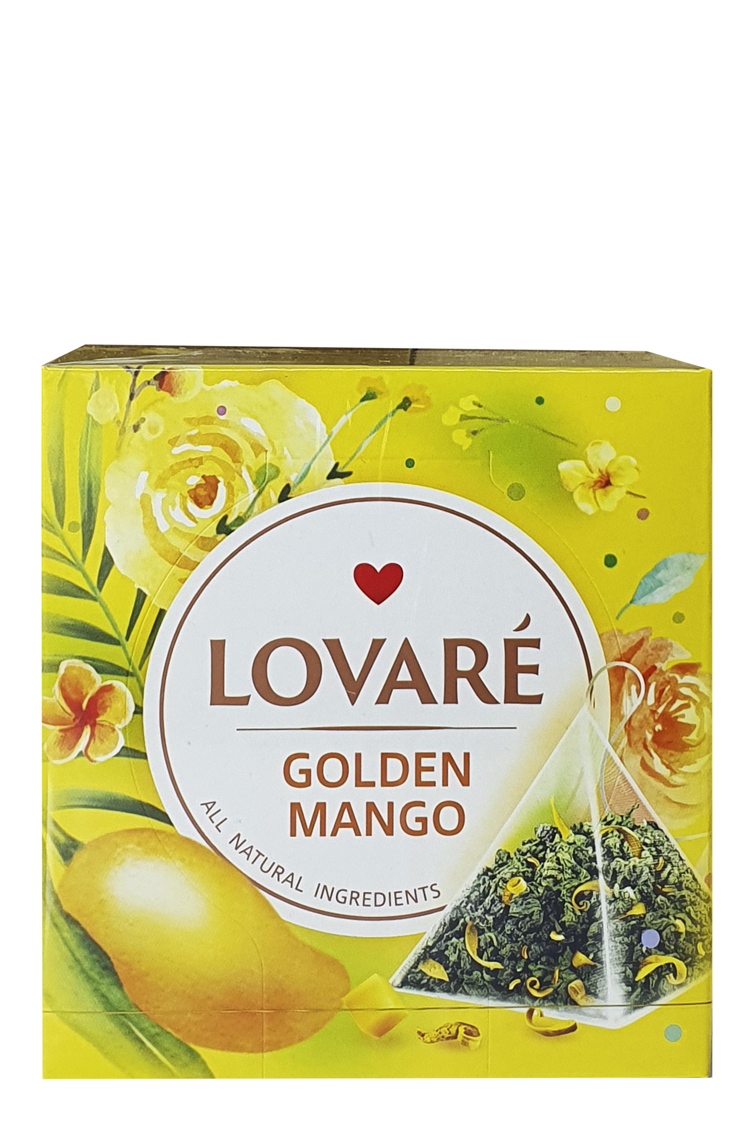 Чай зеленый Lovare Golden Mango в пирамидках с ароматом манго 15 пакетиков 2 г (54205) - фото 3
