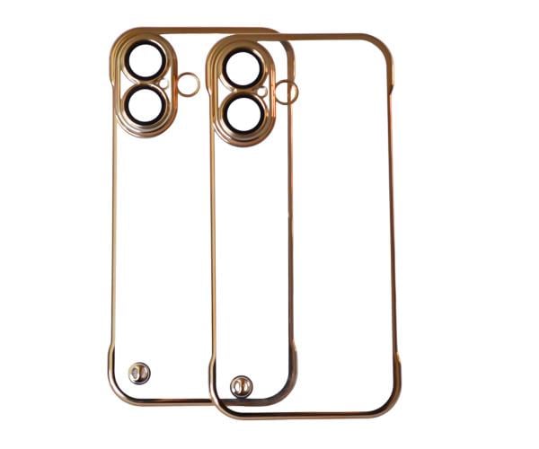 Чехол - накладка Omeve Clear Bamper для iPhone 16 с защитой для камеры Золотой