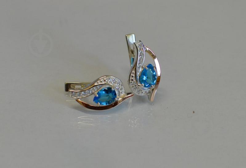 Серебряные серьги Sil с элементами золота 078s-14 Аквамарин (Sil-930)